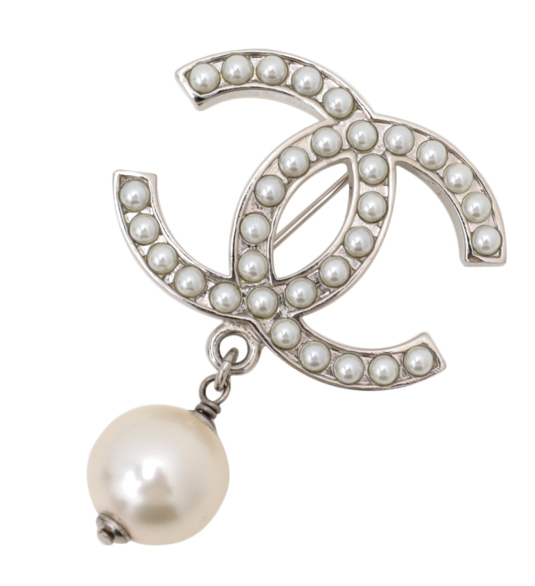 Chanel Ivory CC with Pearl Drop Brooch-Chanel-THE CLOSET