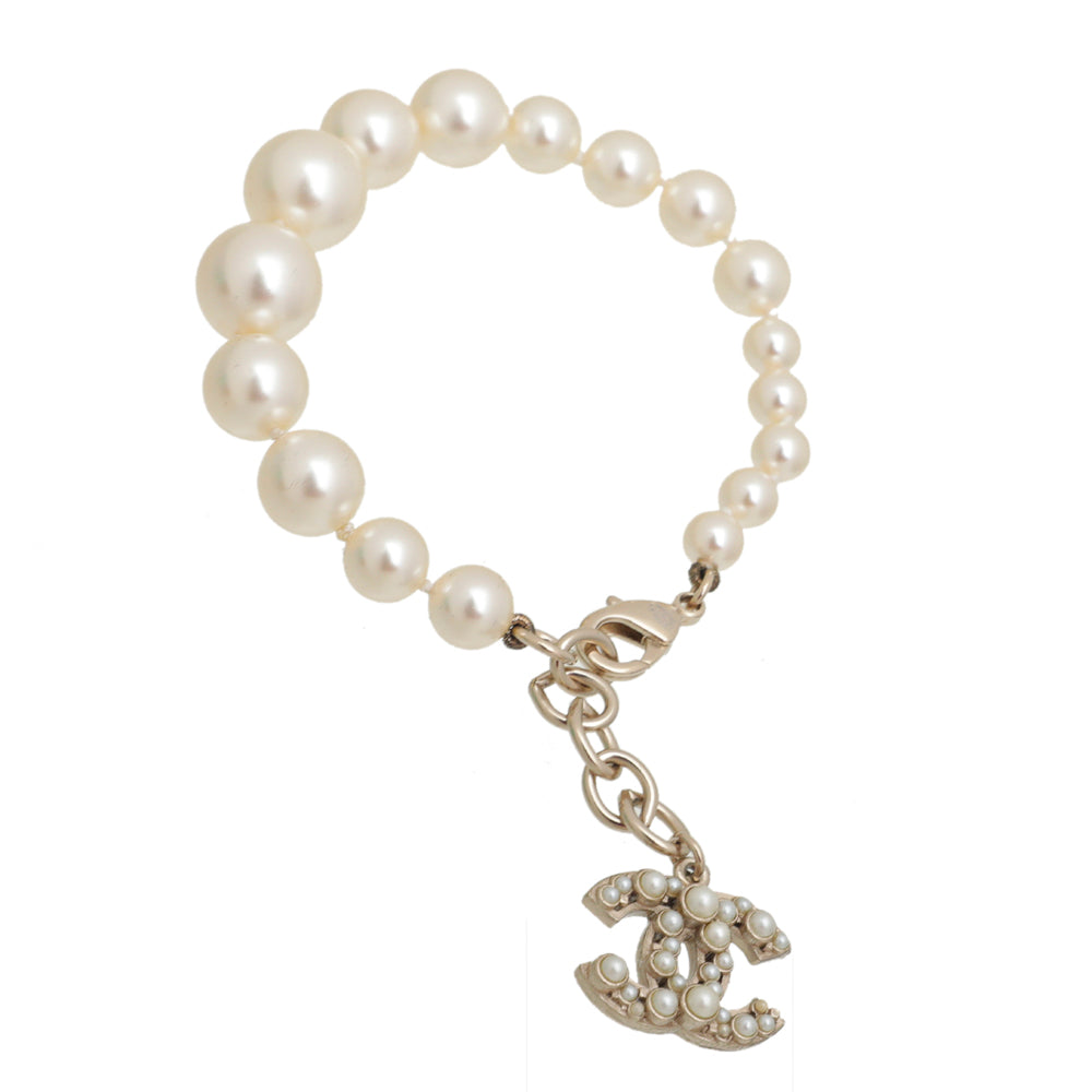 Chanel Ivory CC Pearl Drop Bracelet-Chanel-THE CLOSET