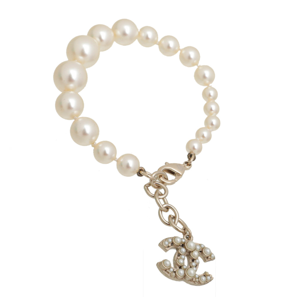 Chanel Ivory CC Pearl Drop Bracelet