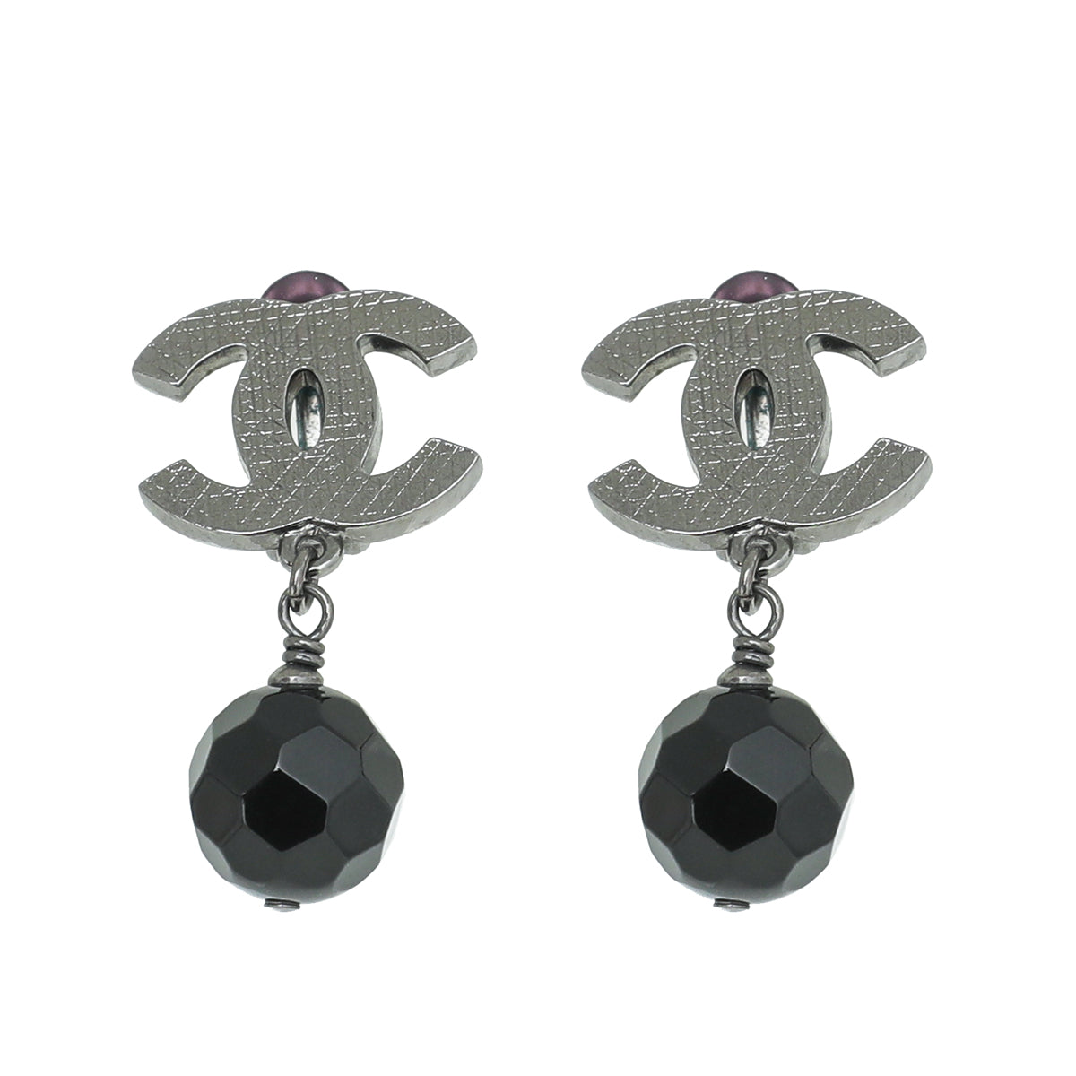 Chanel Black CC Pearl Drop Earrings-Chanel-THE CLOSET