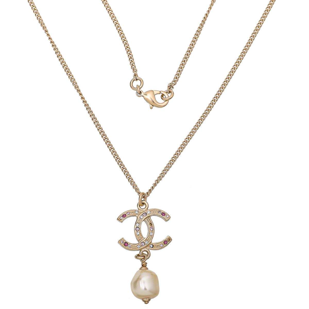 Chanel White CC Pearl Drop Necklace-Chanel-THE CLOSET