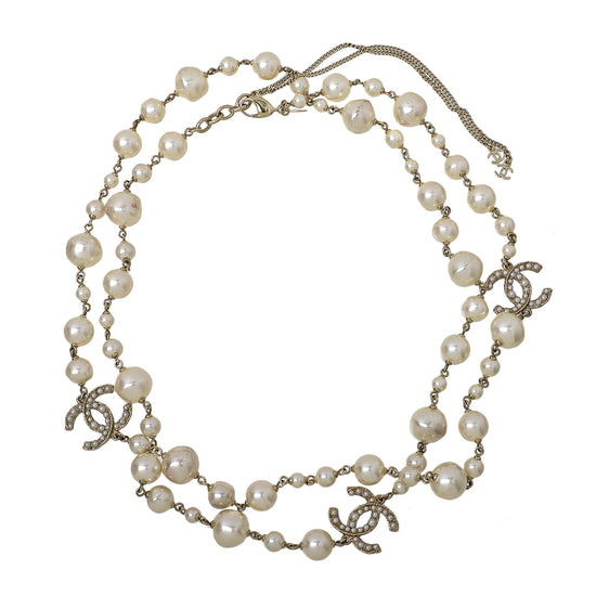 Chanel Ivory CC Pearl Long Necklace