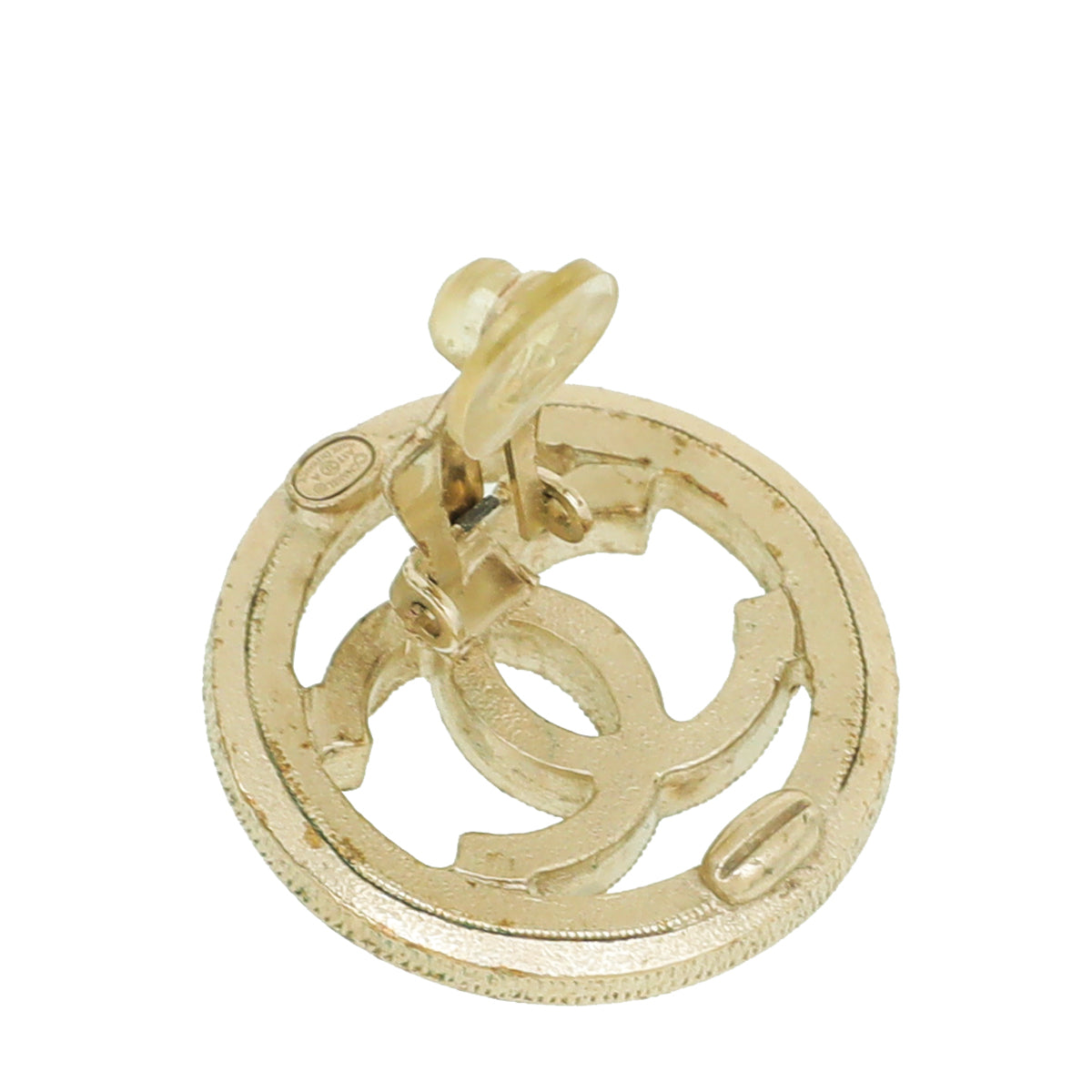 Chanel White CC Pearl Round Earrings-Chanel-THE CLOSET