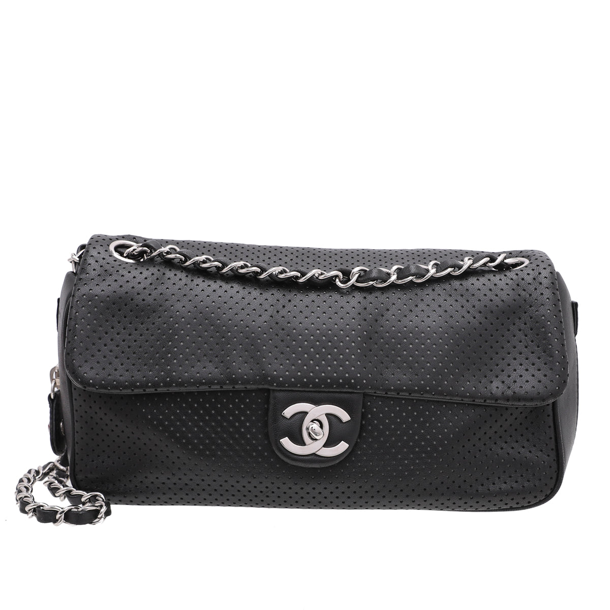 Chanel Black CC Perforated Baseball Spirit Flap Bag-Chanel-THE CLOSET