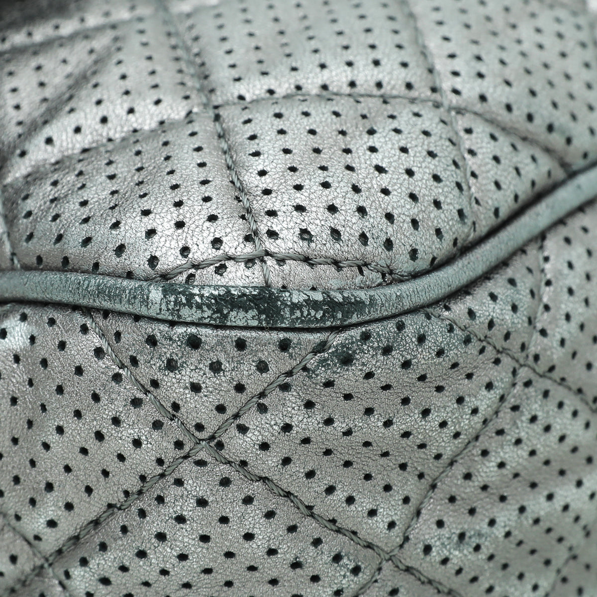 Chanel Metallic Grey CC Perforated Flap Jumbo Bag