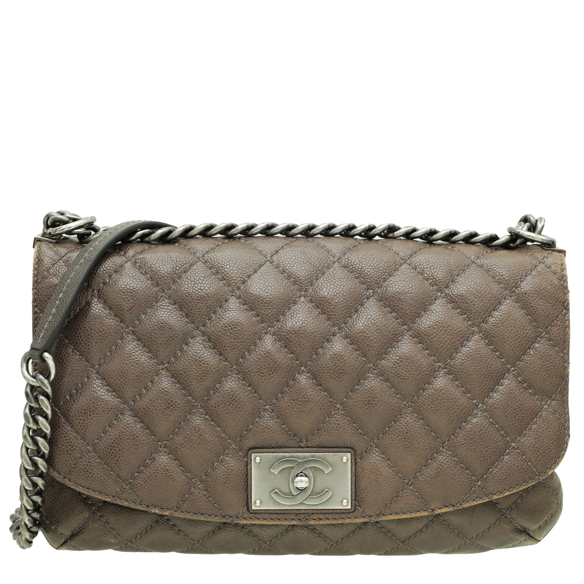 Chanel Brown CC Plate Hobo Flap Bag-Chanel-THE CLOSET