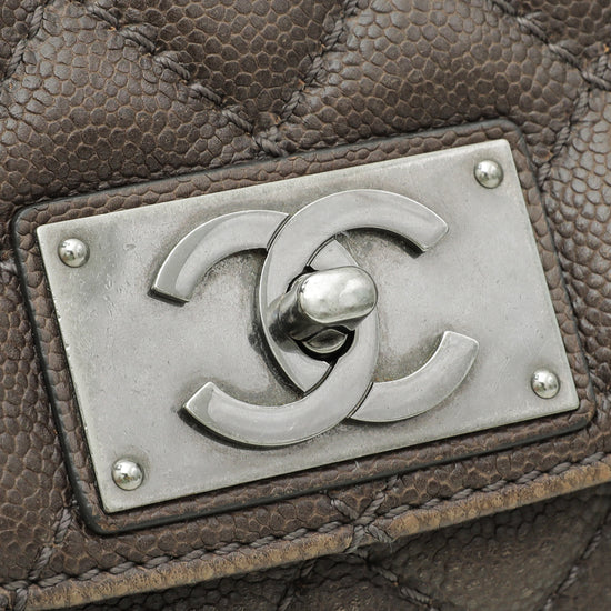 Chanel Brown CC Plate Hobo Flap Bag