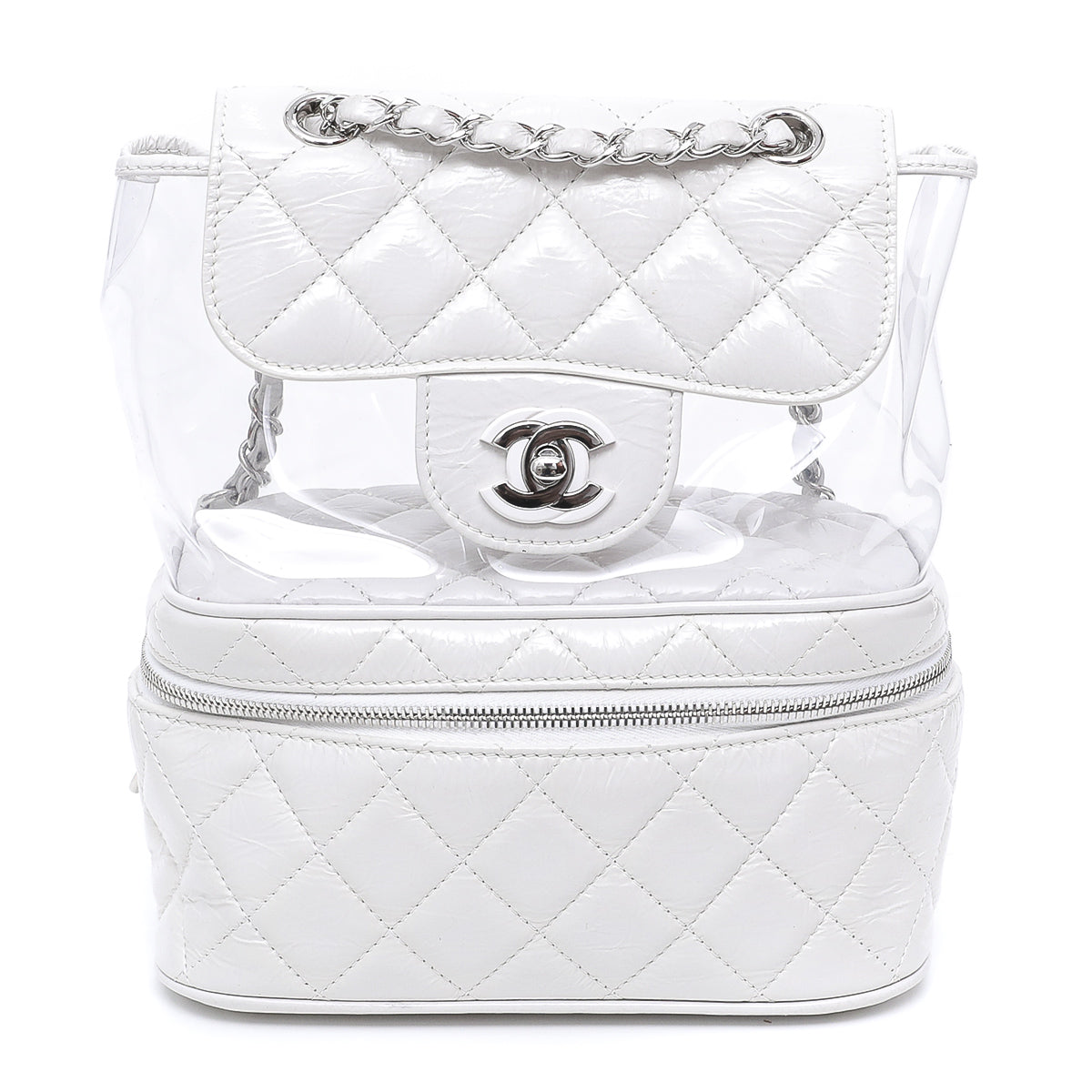 Chanel White CC Crumpled Backpack-Chanel-THE CLOSET