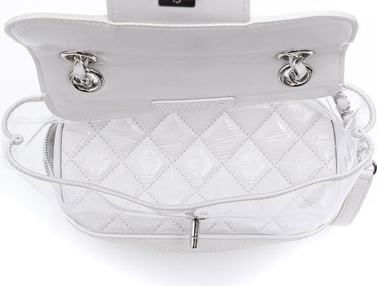 Chanel White CC Crumpled Backpack