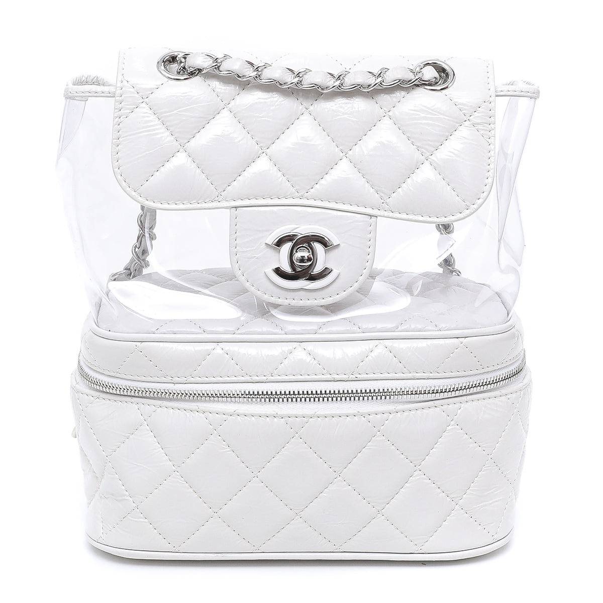 Chanel White CC Crumpled Backpack