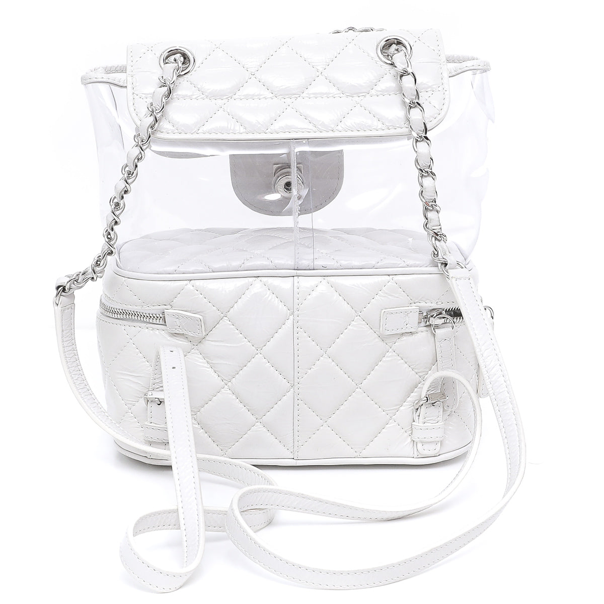 Chanel White CC Crumpled Backpack-Chanel-THE CLOSET
