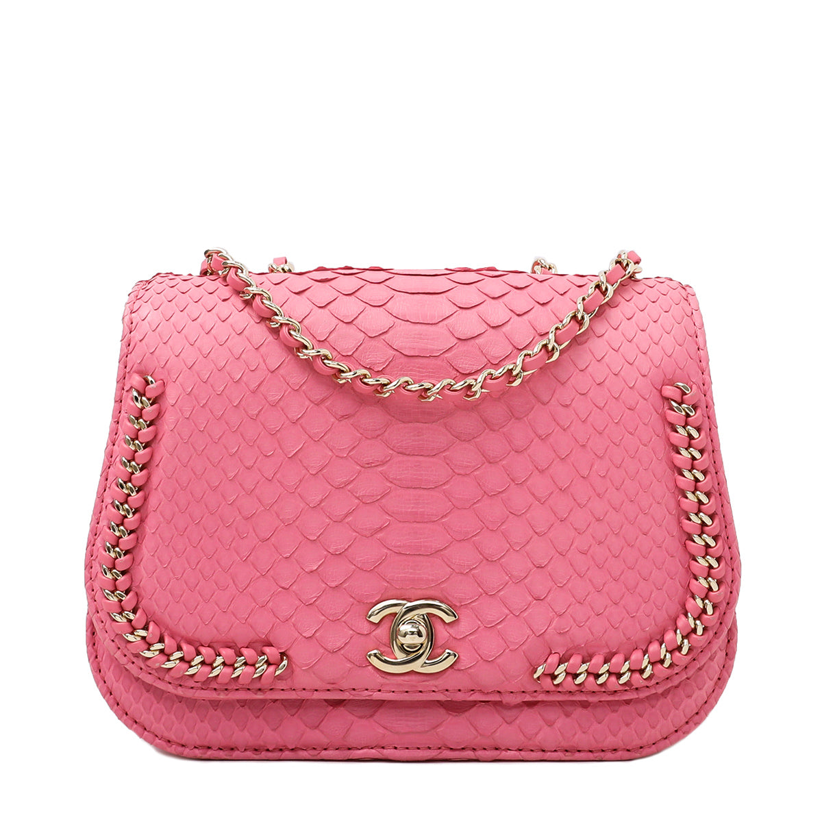 Chanel Pink CC Python Braided Chic Flap Bag-Chanel-THE CLOSET