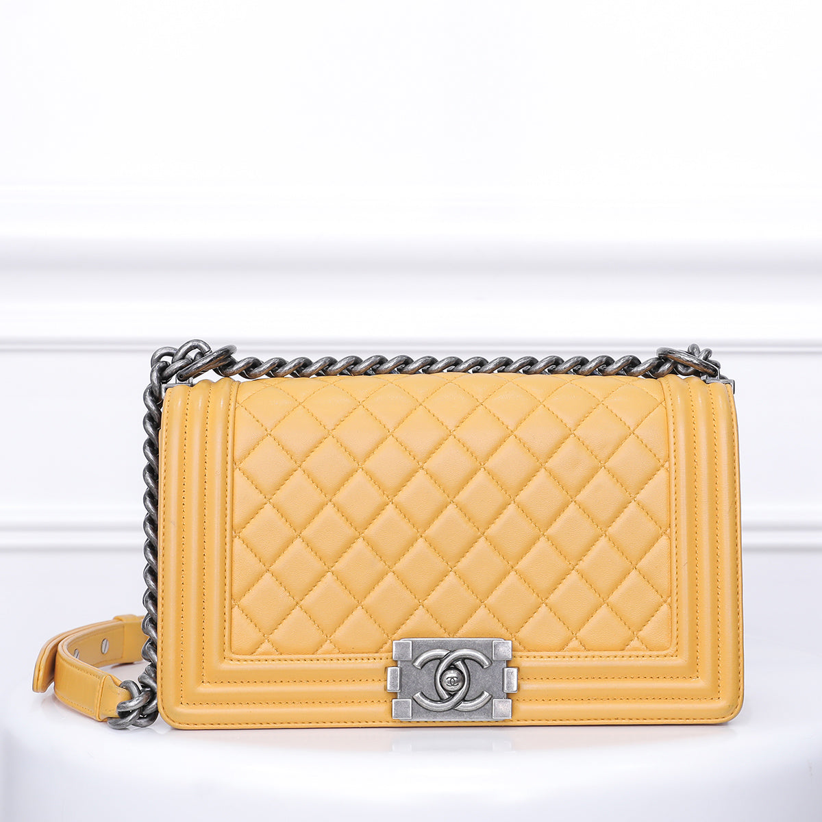 Chanel Yellow CC Quilted Boy Flap