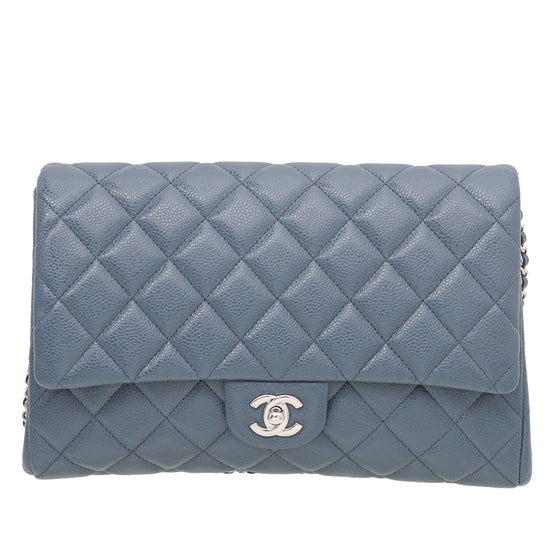Chanel Stone Blue CC Quilted Clutch W- Chain
