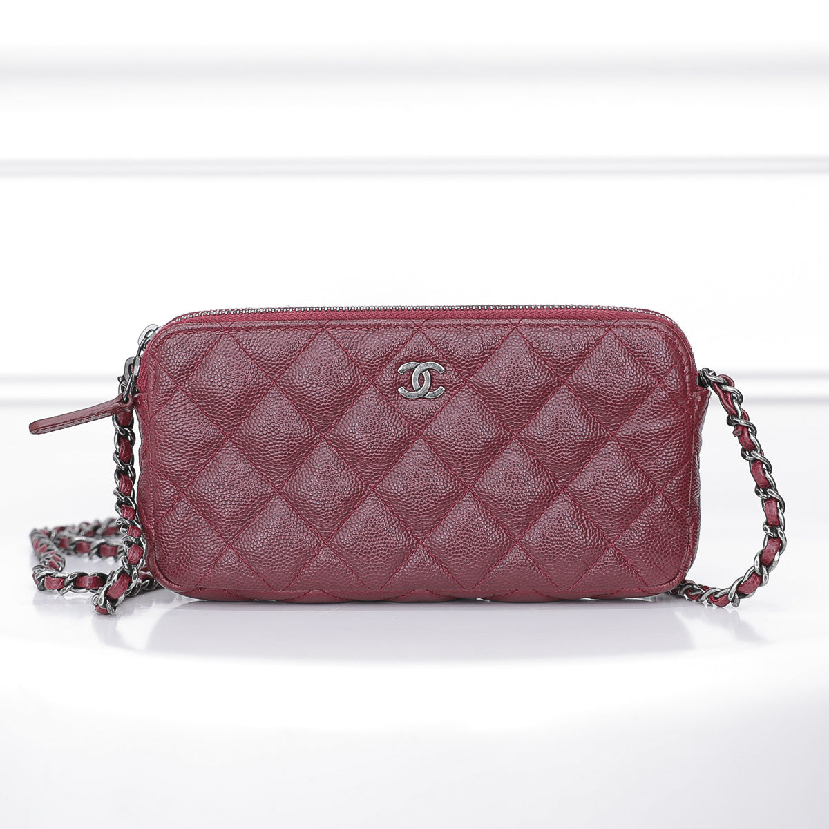 Chanel Rouge CC Quilted Double Zipper WOC-Chanel-THE CLOSET