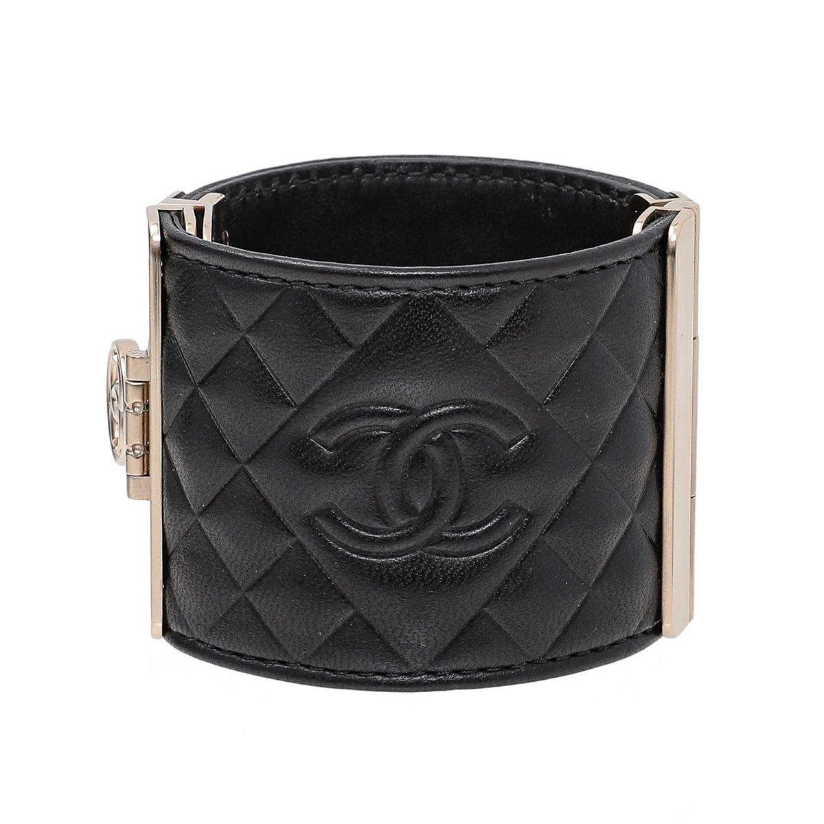 Chanel Black CC Quilted Wide Cuff Bracelet Small-Chanel-THE CLOSET