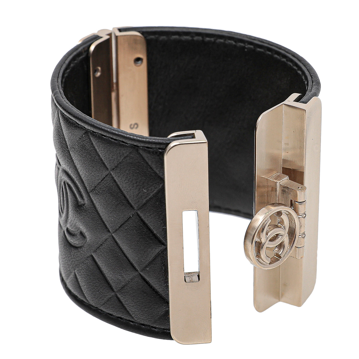 Chanel Black CC Quilted Wide Cuff Bracelet Small-Chanel-THE CLOSET