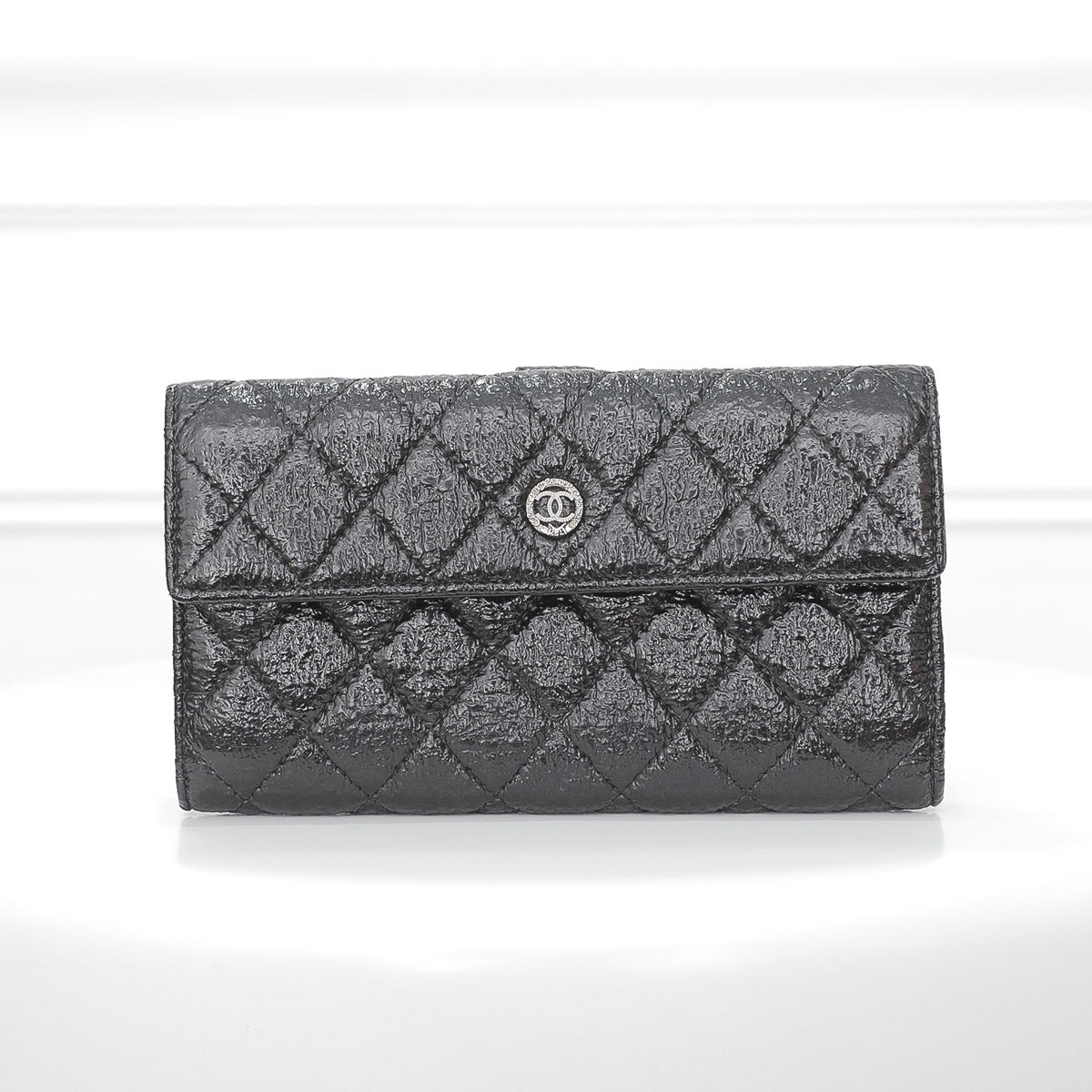 Chanel Black CC Quilted Long Wallet