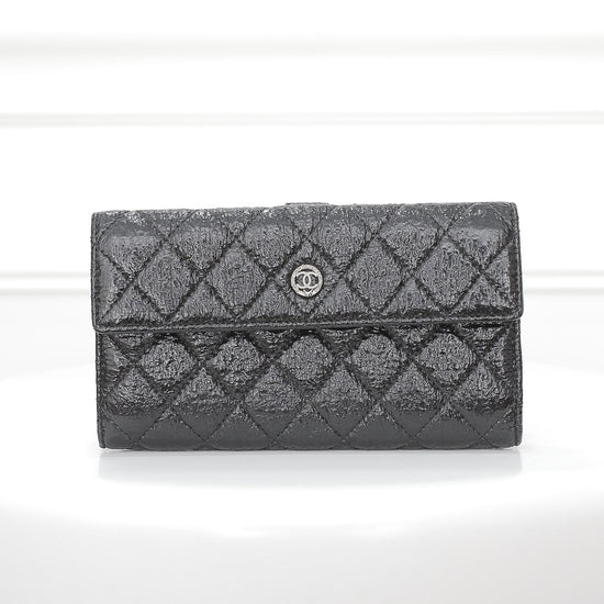 Chanel Black CC Quilted Long Wallet