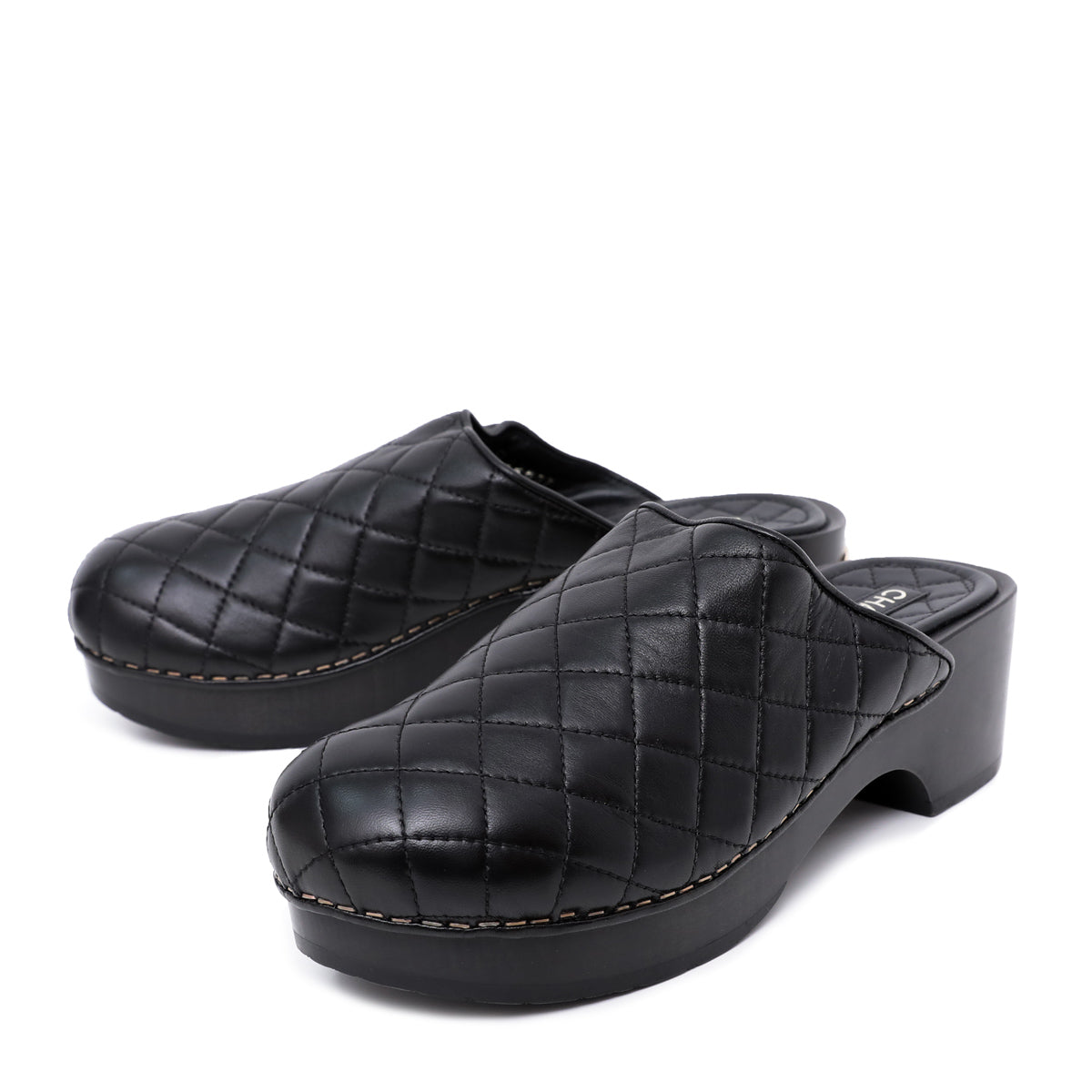 Chanel Black CC Quilted Wooden Platform 38-Chanel-THE CLOSET