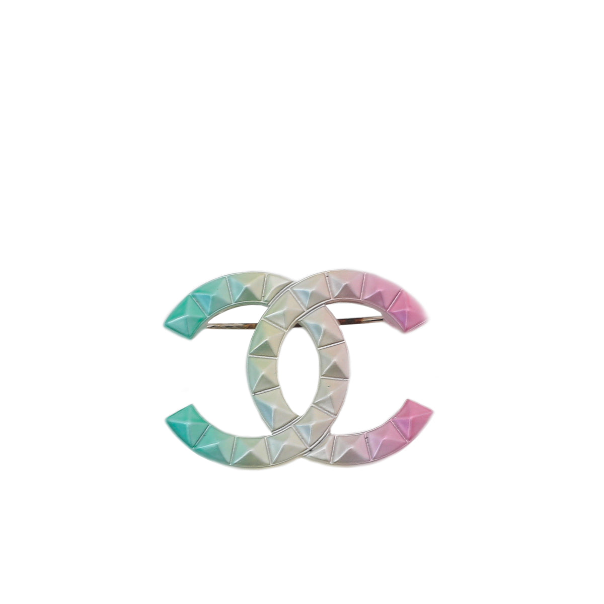 Chanel Multicolor CC Rainbow Metal Studded Brooch-Chanel-THE CLOSET