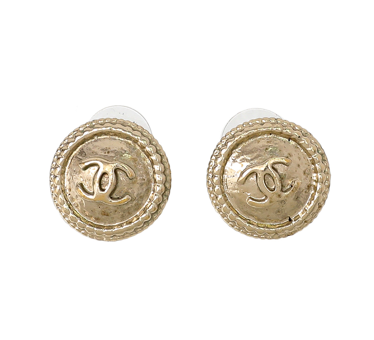 Chanel Gold CC Round Coin Earrings