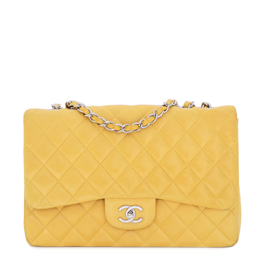 Chanel Yellow CC Single Flap Bag Jumbo