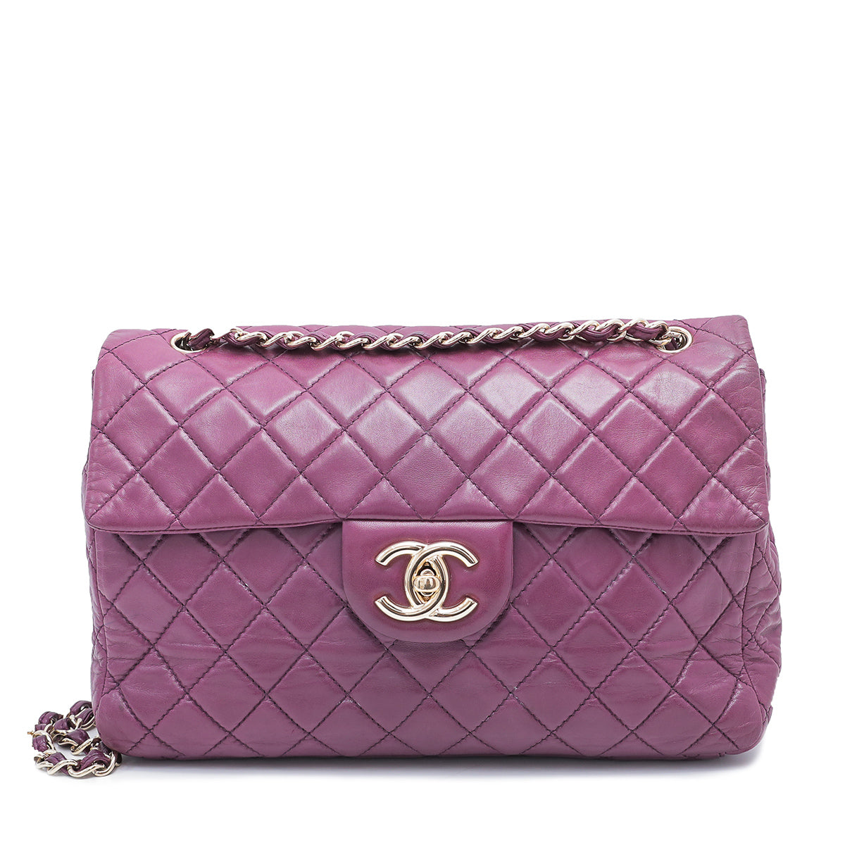 Chanel Purple CC Single Flap Soft Tote Bag