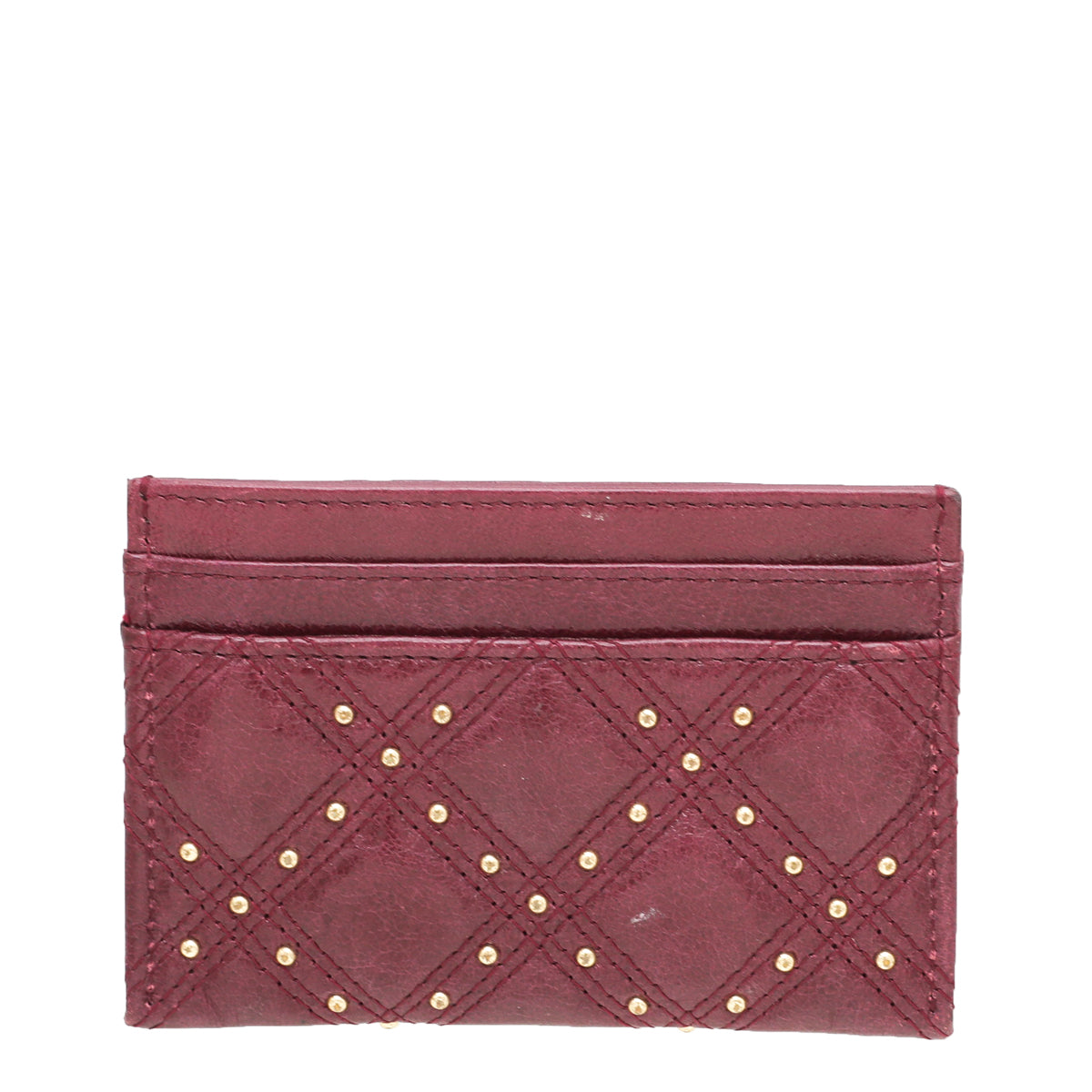 Chanel Burgundy CC Studded Rock Quilted Card Holder-Chanel-THE CLOSET