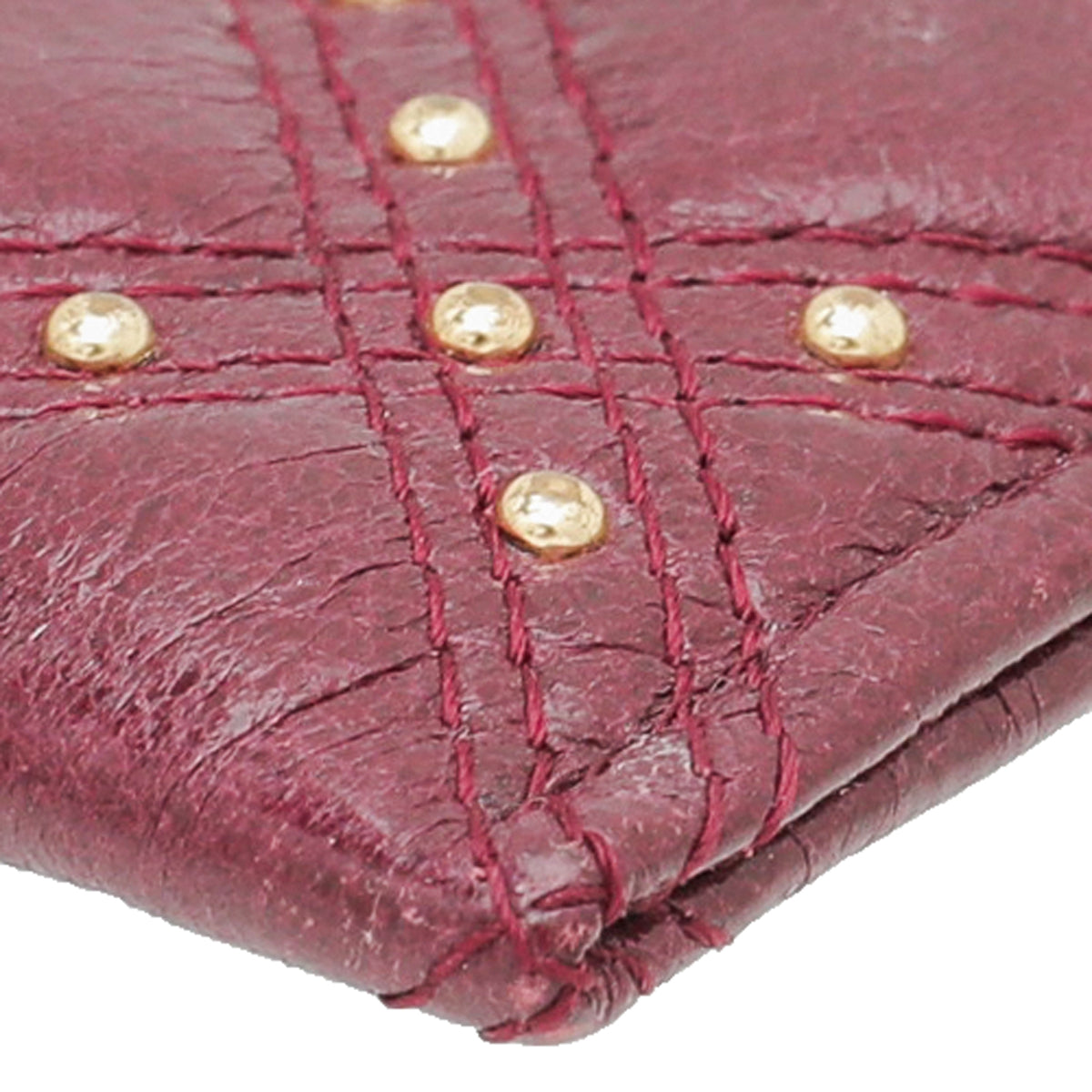 Chanel Burgundy CC Studded Rock Quilted Card Holder-Chanel-THE CLOSET