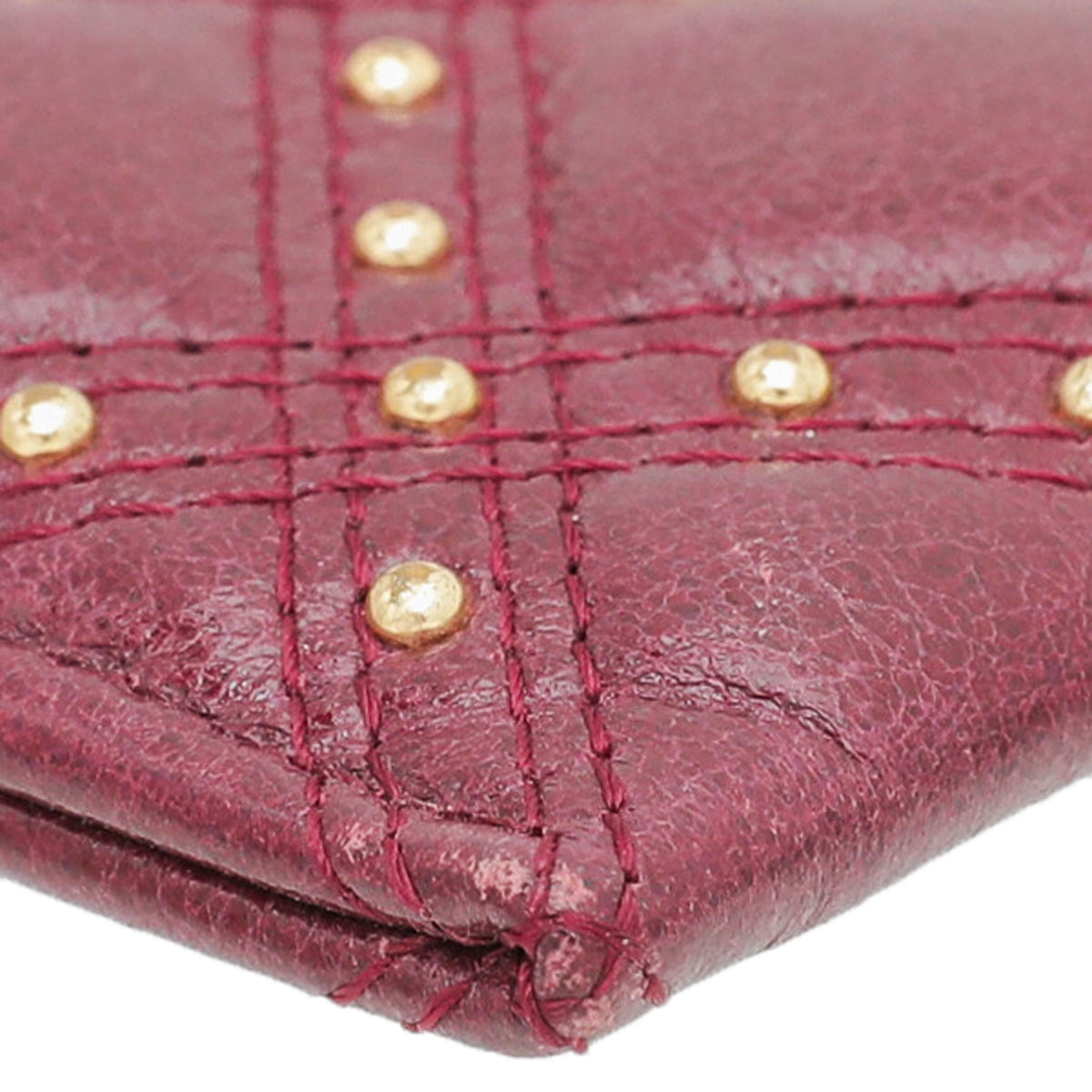 Chanel Burgundy CC Studded Rock Quilted Card Holder-Chanel-THE CLOSET
