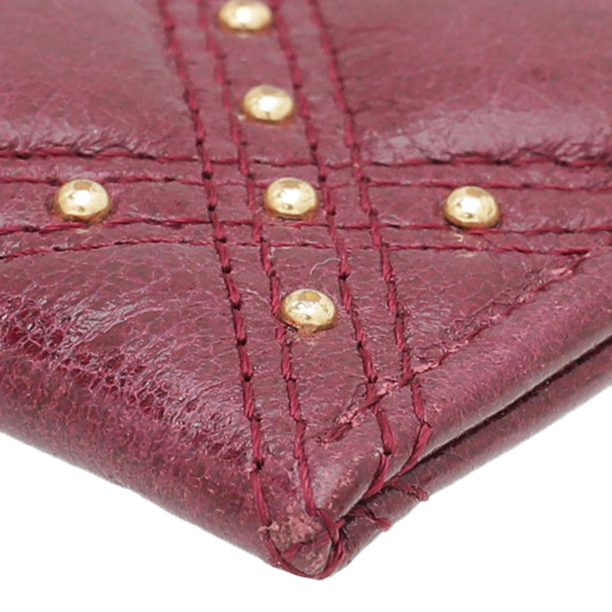 Chanel Burgundy CC Studded Rock Quilted Card Holder-Chanel-THE CLOSET