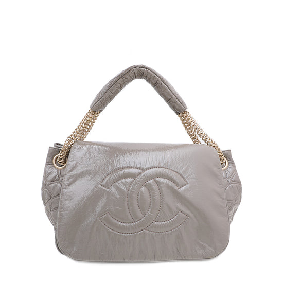 Chanel Gray CC Timeless Accordion Flap Bag