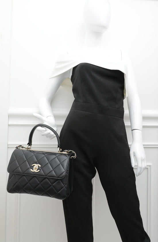 Chanel Trendy CC Top Handle Bag Calfskin Medium Black 1640149