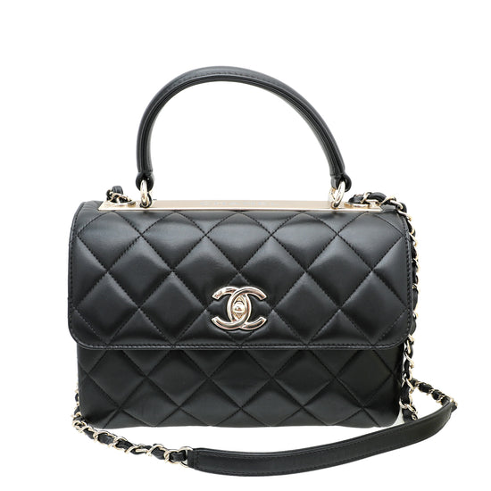 Chanel Trendy CC Top Handle Bag Quilted Lambskin Medium Black