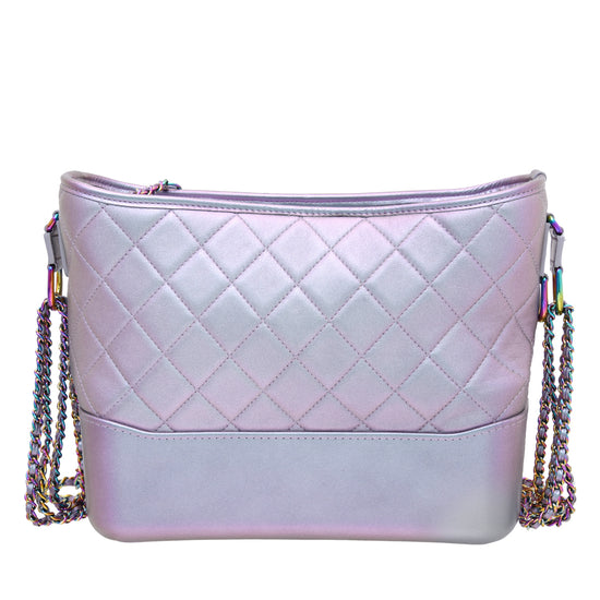 Chanel Small Gabrielle Hobo Iridescent Pink Aged Calfskin Mixed Hardwa   Coco Approved Studio