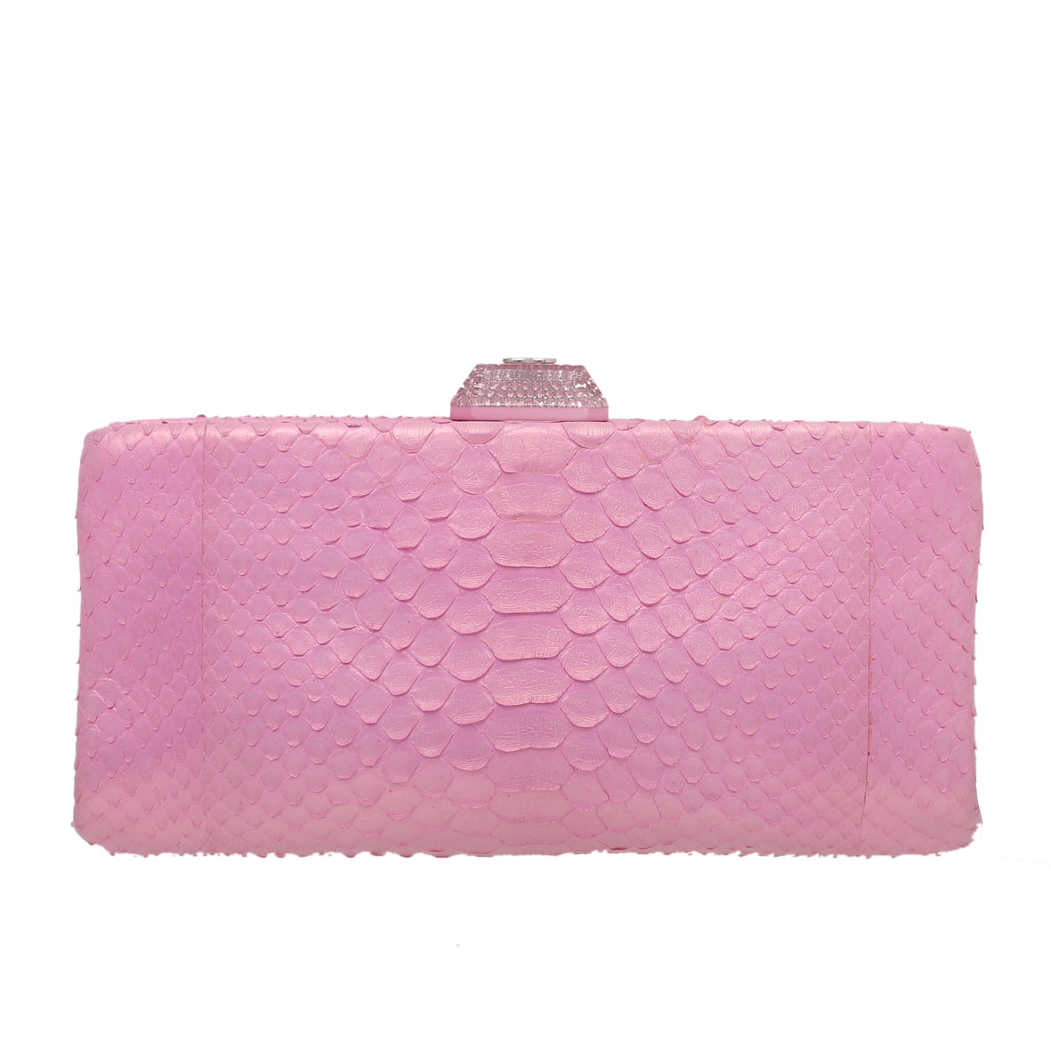 Chanel Pink Metallic Python CC W- Crystal Frame Clutch-Chanel-THE CLOSET
