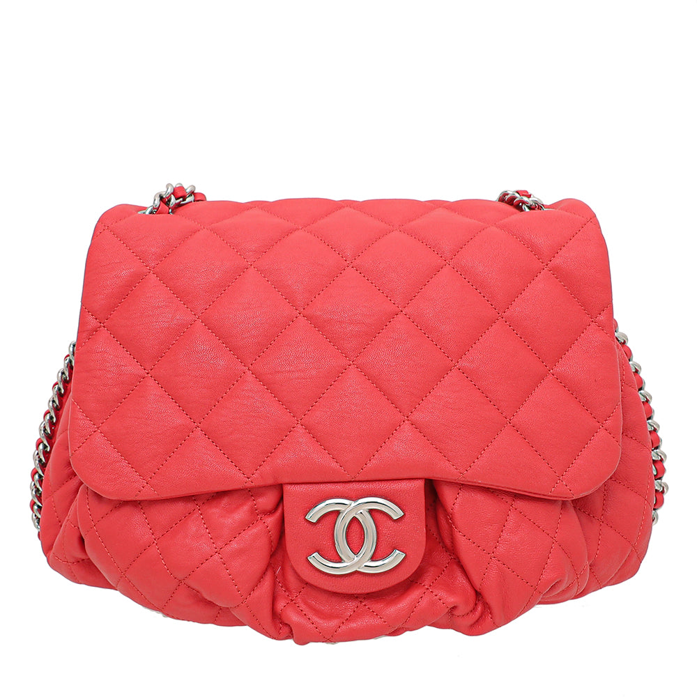 Chanel Red CC Chain Around Hobo Flap Bag-Chanel-THE CLOSET