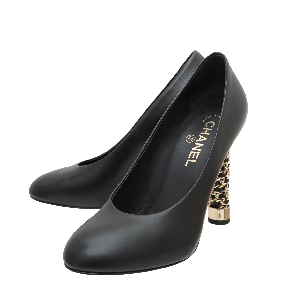 Chanel Black Chain Interwoven Heel Pumps 39-Chanel-THE CLOSET