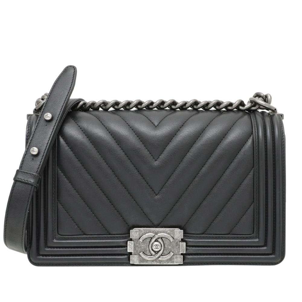 Chanel Black Chevron Boy Medium Bag-Chanel-THE CLOSET