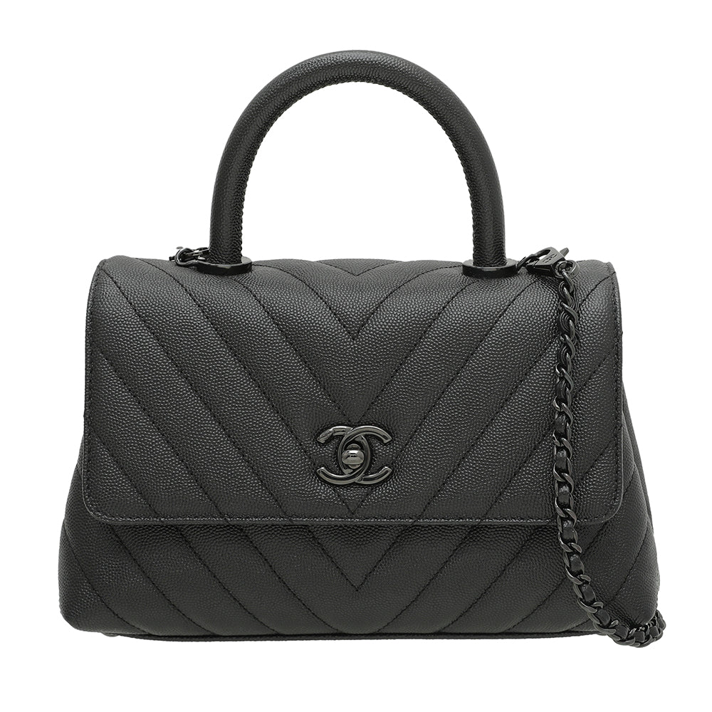 Chanel So Black Chevron Coco Handle Bag-Chanel-THE CLOSET