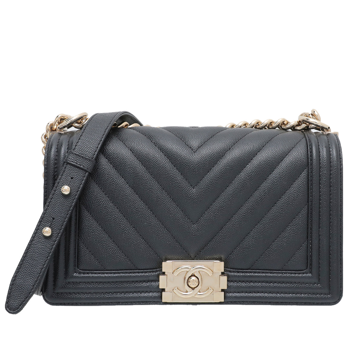 Chanel Black Chevron Le Boy Bag-Chanel-THE CLOSET