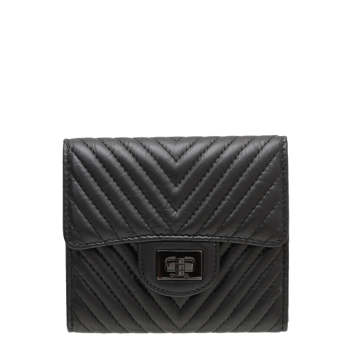 Chanel Black Chevron Reissue So Black Small Wallet