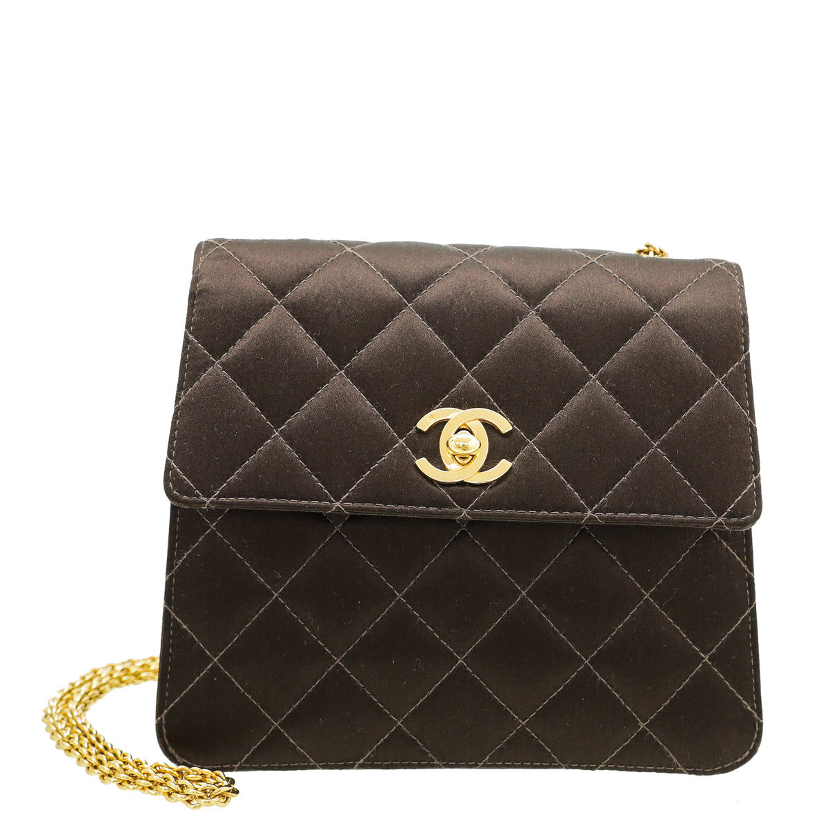 Chanel Chocolate Satin CC Quilted Flap Bag-Chanel-THE CLOSET