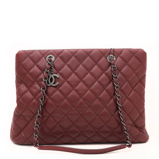 Chanel Dark Red City Shopping Tote Bag
