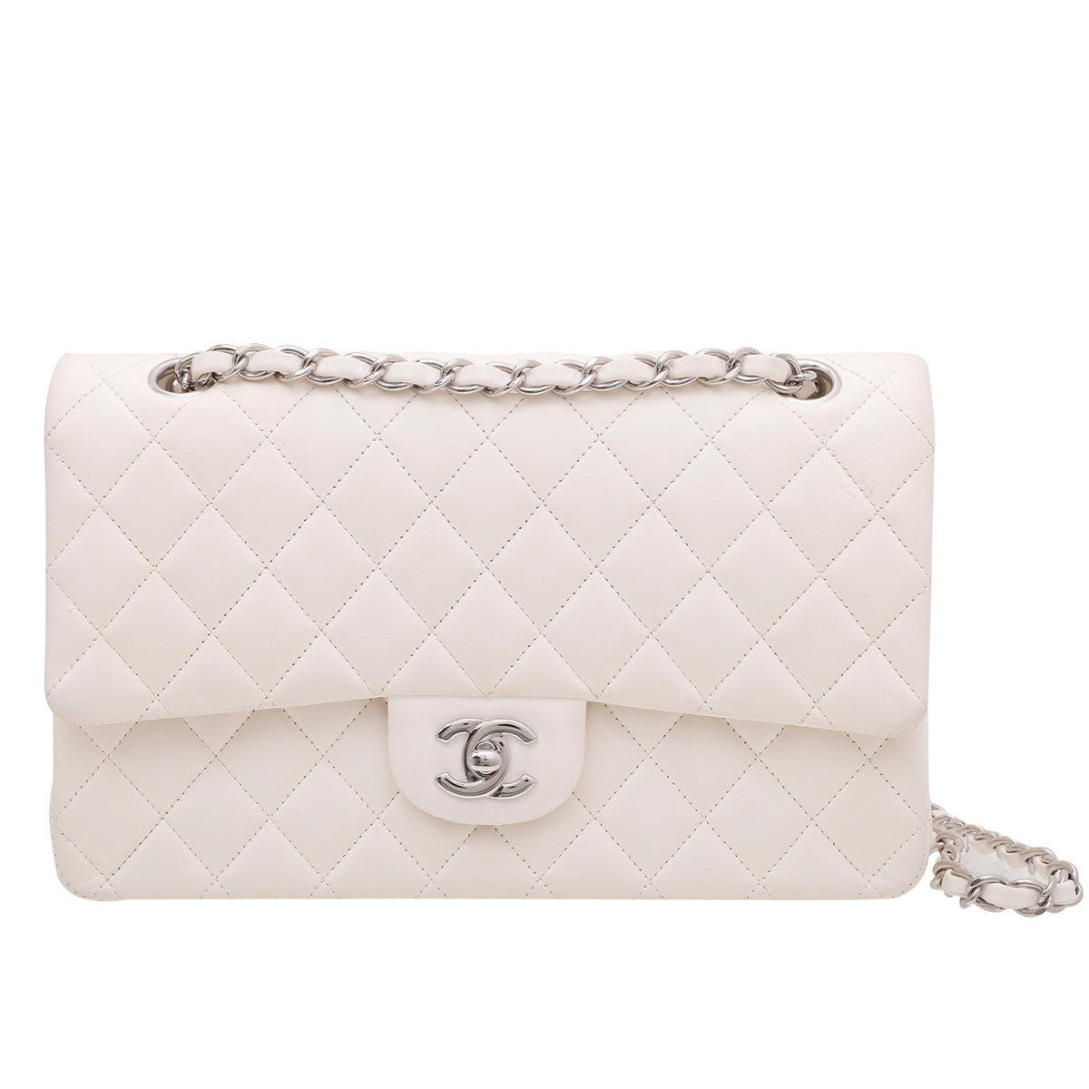 Chanel White Classic CC Double Flap Medium Bag