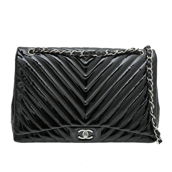 Chanel Black Classic Chevron Single Flap Bag