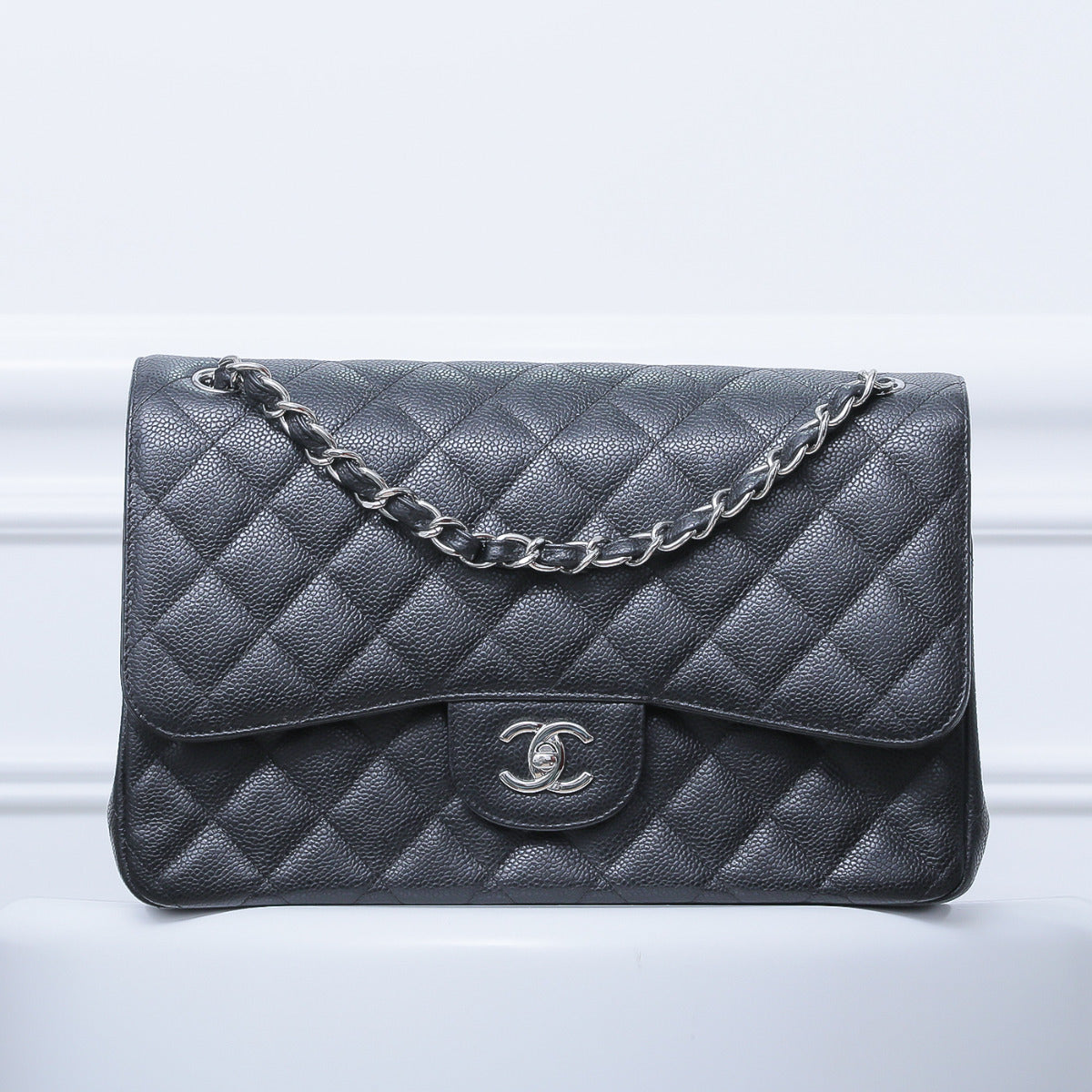 Chanel Black Classic Double Flap Jumbo-Chanel-THE CLOSET