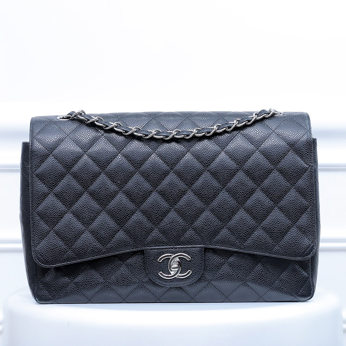 Chanel Black Classic Double Flap Maxi Bag