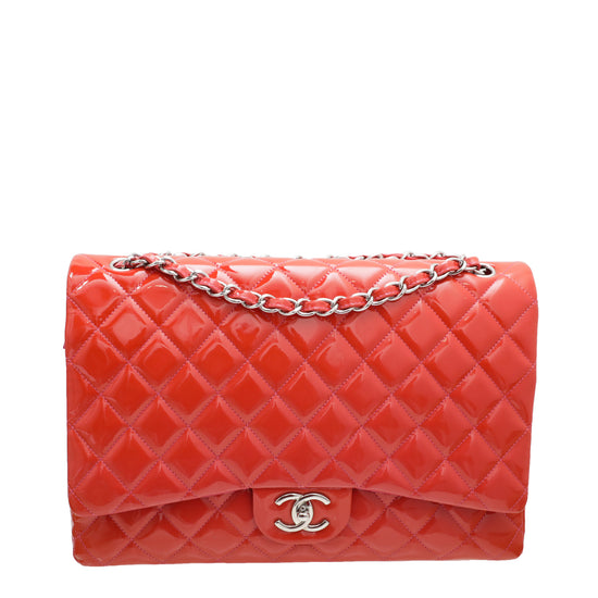 Chanel Orange Classic Double Flap Maxi Bag